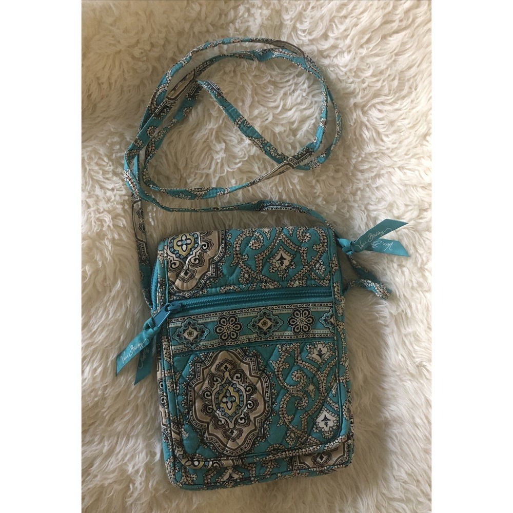 Vera Bradley Totally Turquoise Mini Hipster Crossbody Purse Bag Quilter Boho
